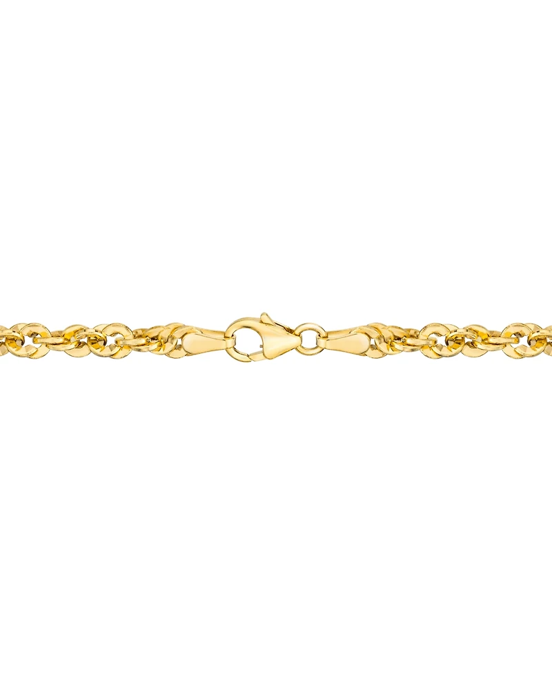 Italian Gold Diamond Cut Rope Chain Bracelet (3-3/4mm) in 14k Gold, Made in Italy