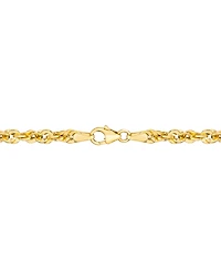 Italian Gold Diamond Cut Rope Chain Bracelet (3-3/4mm) in 14k Gold, Made in Italy