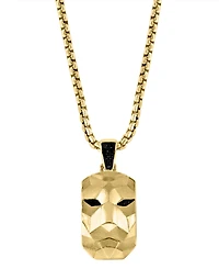 Effy Men's Black Spinel Lion Dog Tag 22" Pendant Necklace in 14k Gold-Plated Sterling Silver & Black Rhodium