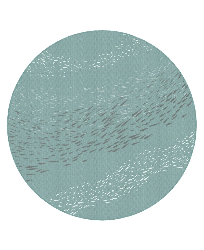 Liora Manne' Carmel School Of Fish 7'10" x 7'10" Round Outdoor Area Rug