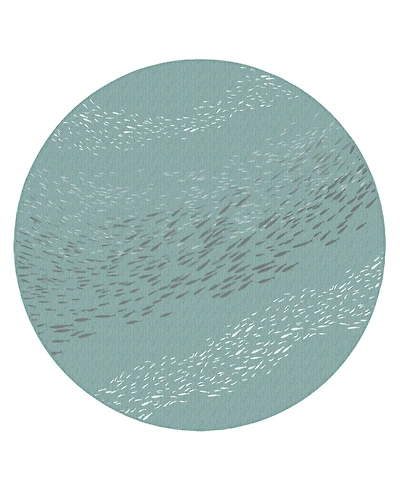 Liora Manne' Carmel School Of Fish 7'10" x 7'10" Round Outdoor Area Rug