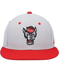 Men's adidas Gray and Red Nc State Wolfpack On-Field Baseball Fitted Hat