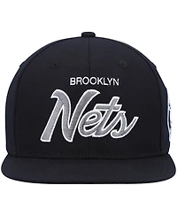 Men's Mitchell & Ness Black Brooklyn Nets Hardwood Classics Script 2.0 Snapback Hat