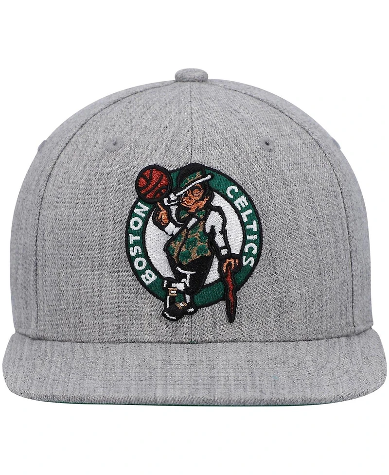 Men's Mitchell & Ness Heathered Gray Boston Celtics 2.0 Snapback Hat