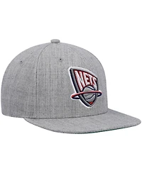 Men's Mitchell & Ness Heathered Gray New Jersey Nets Hardwood Classics Team 2.0 Snapback Hat