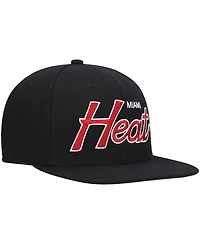 Men's Mitchell & Ness Black Miami Heat Hardwood Classics Script 2.0 Snapback Hat