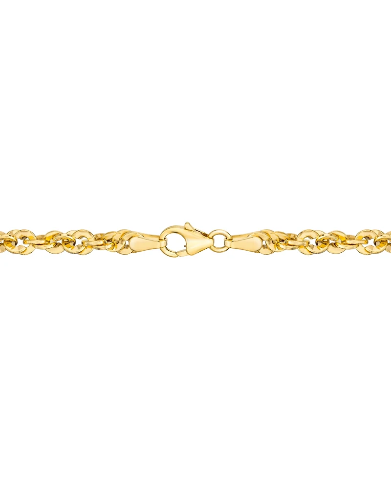 Italian Gold Diamond Cut Rope, 18" Chain Necklace (3-3/4mm) in 14k Gold, Made in Italy