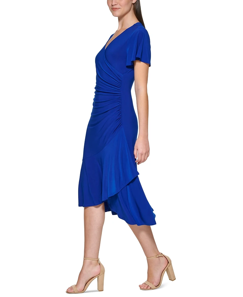 kensie Flutter-Sleeve Midi Dress