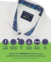 Society of Threads Men's Slim Fit Non-Iron Floral Print Performance Stretch Button-Down Shirt