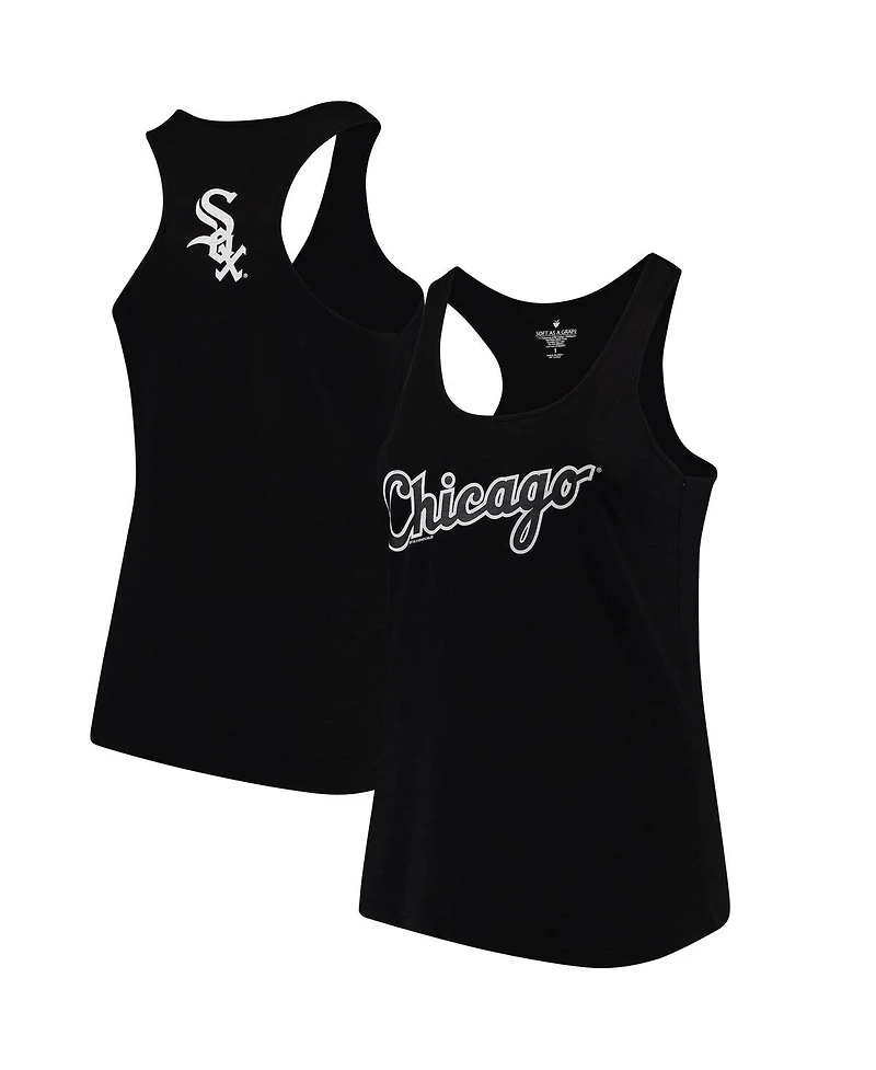 Women's Soft As A Grape Black Chicago White Sox Plus Swing for the Fences Racerback Tank Top