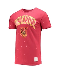 Men's Original Retro Brand Crimson Tuskegee Golden Tigers Bleach Splatter T-shirt