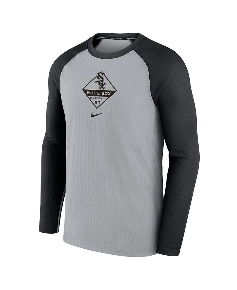 Men's Nike Gray, Black Chicago White Sox Game Authentic Collection Performance Raglan Long Sleeve T-shirt