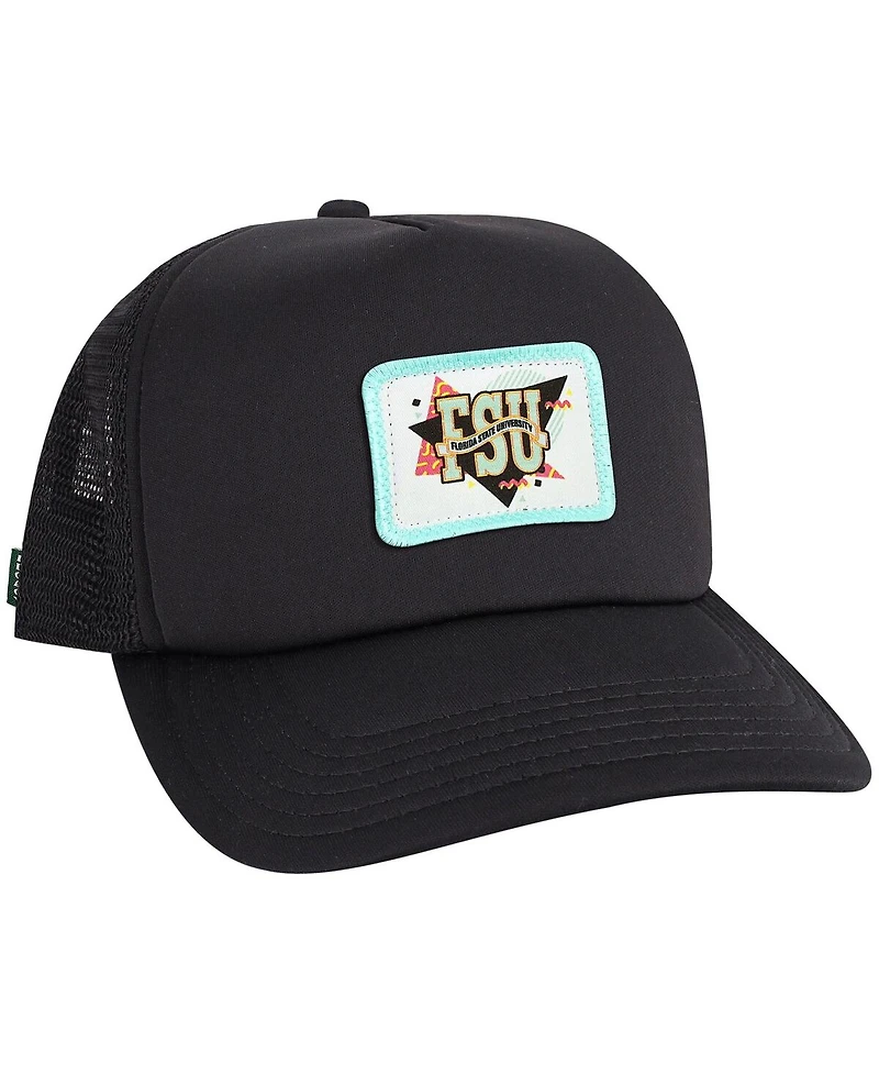 Men's League Collegiate Wear Black Florida State Seminoles Beach Club Laguna Trucker Snapback Adjustable Hat