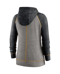 Women's Nike Heathered Charcoal and Heathered Black Pittsburgh Pirates Split Wordmark Gym Vintage-Like Raglan Slub Full-Zip Hoodie
