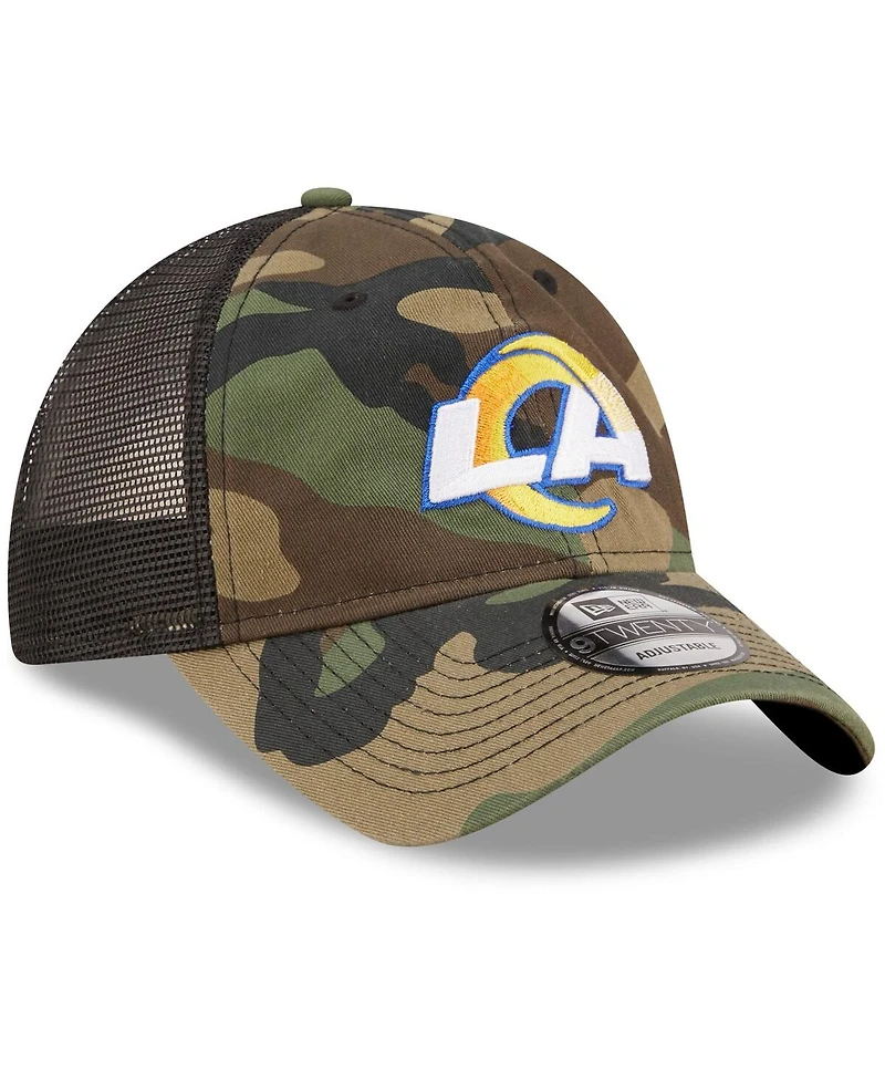 Men's New Era Camo, Black Los Angeles Rams Basic 9Twenty Trucker Snapback Hat