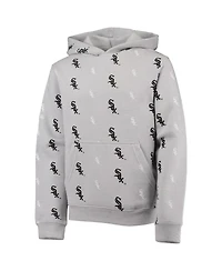 Big Boys Stitches Heathered Gray Chicago White Sox Allover Print Pullover Hoodie