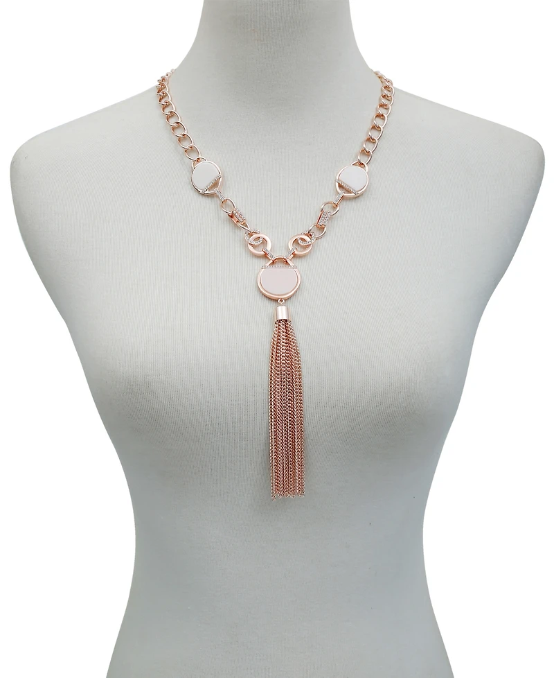 T Tahari Crystal Stone Tassel Necklace