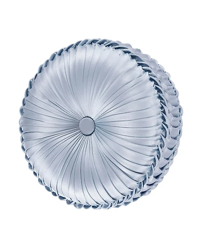 J Queen New York Astoria Powder Blue Tufted Decorative Pillow, 15" Round