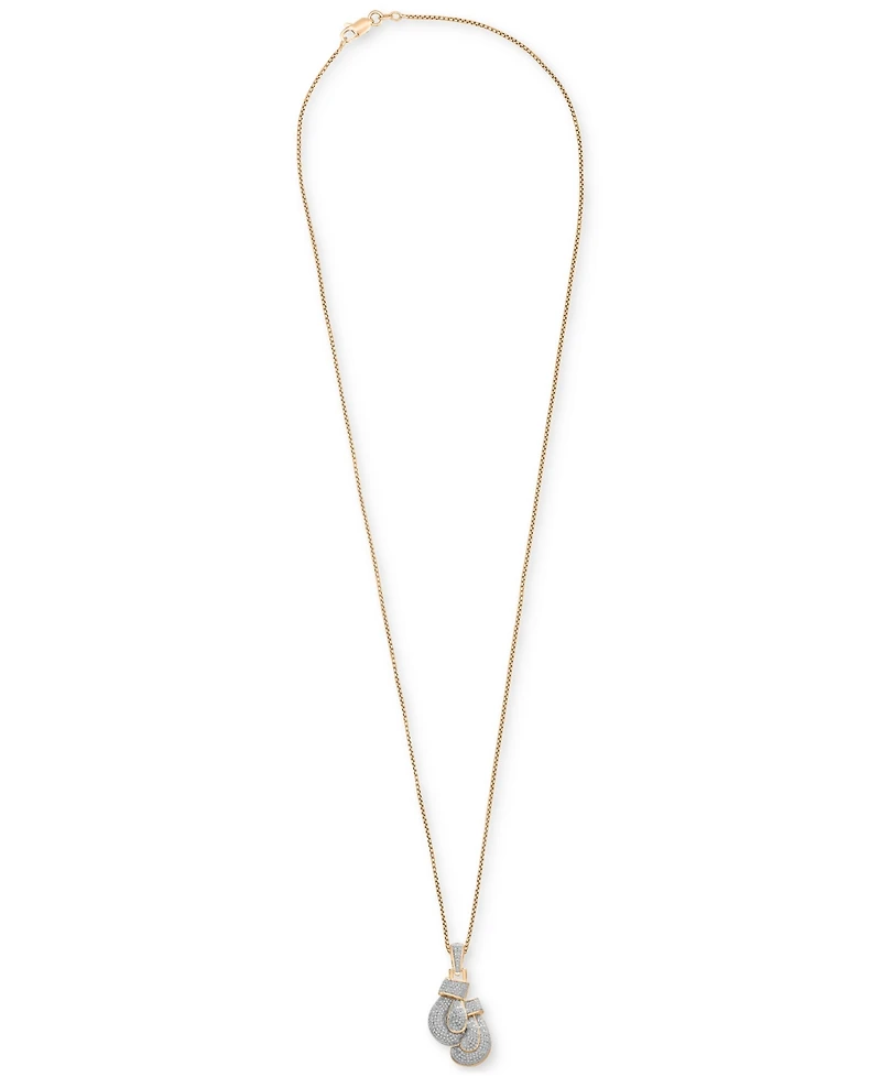 Men's Diamond Boxing Gloves 22" Pendant Necklace (1/2 ct. t.w.) in 14k Gold-Plated Sterling Silver