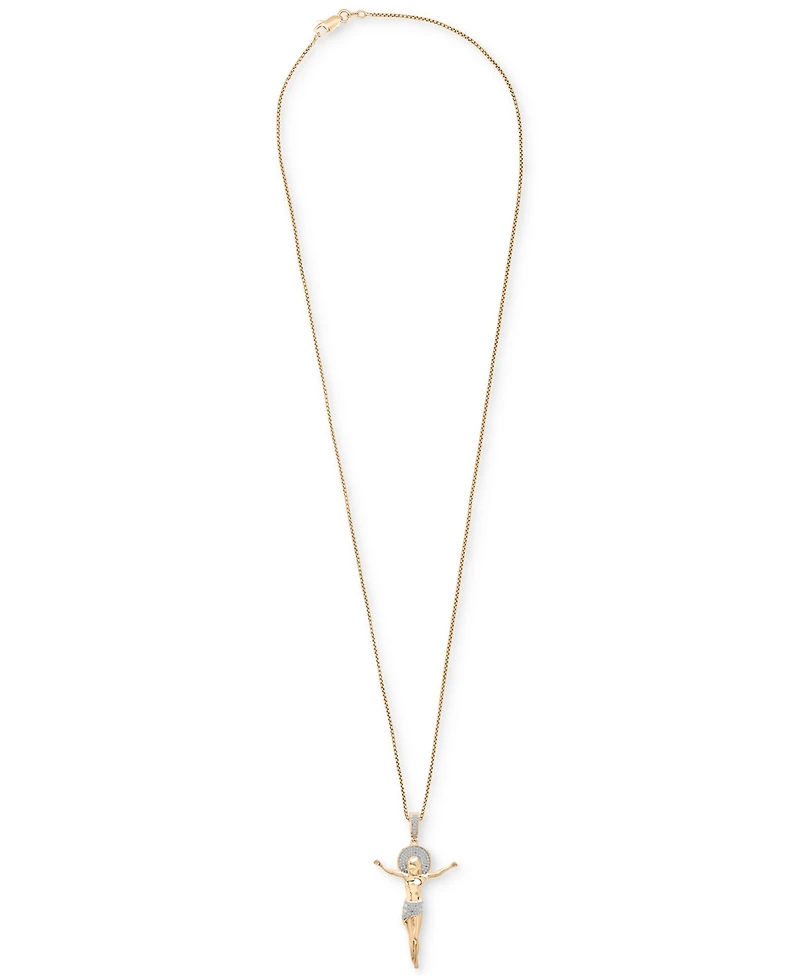Men's Diamond Crucifix 22" Pendant Necklace (1/4 ct. t.w.) in 14k Gold-Plated Sterling Silver
