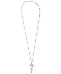 Men's Diamond Crucifix 22" Pendant Necklace (1/4 ct. t.w.) in 14k Gold-Plated Sterling Silver