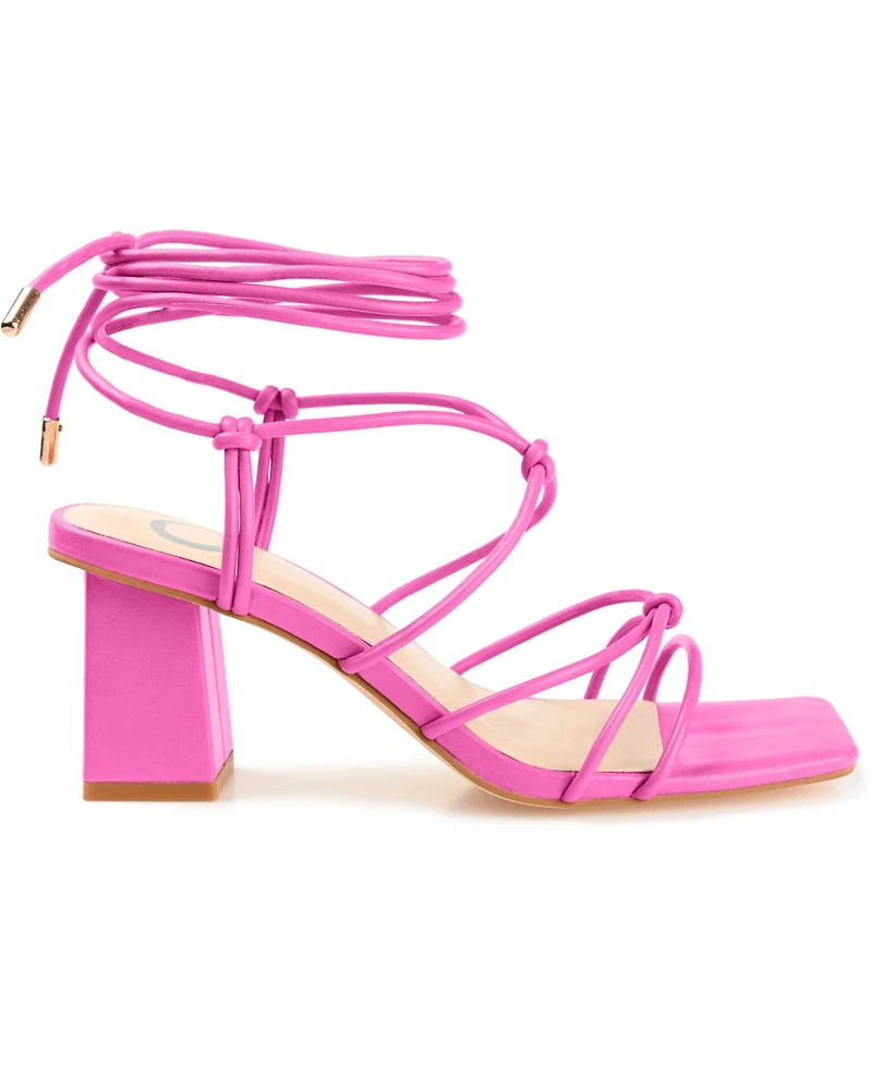 Journee Collection Women's Harpr Strappy Ankle Tie Block Heel Dress Sandals