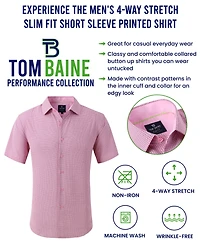 Men's Slim Fit Short Sleeve Performance Button Down Dress Shirt