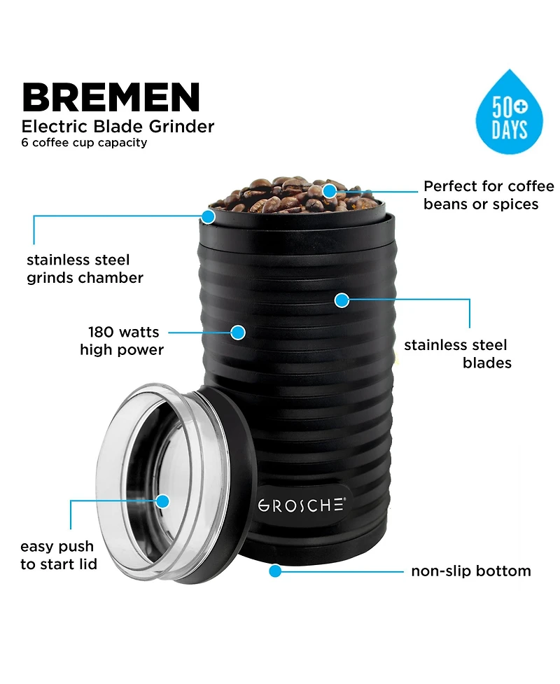 Grosche Bremen Blade Electric Coffee Grinder, Spice and Coffee Grinder