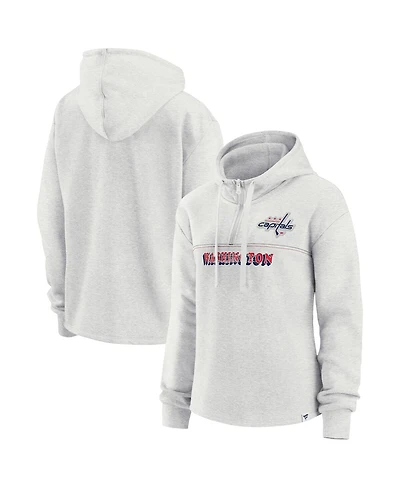 Women's Fanatics Ash Washington Capitals True Classics Legacy Quarter-Zip Hoodie