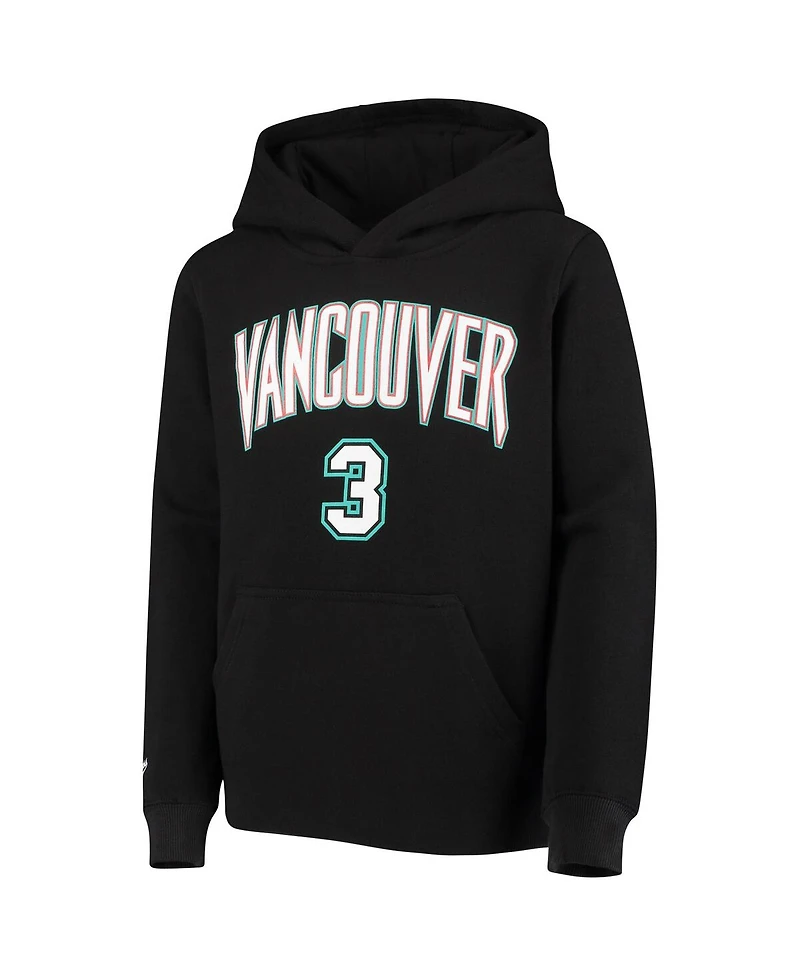 Big Boys Mitchell & Ness Shareef Abdur-Rahim Black Vancouver Grizzlies Hardwood Classics Name and Number Pullover Hoodie
