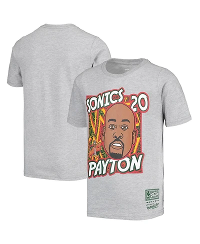 Big Boys Mitchell & Ness Gary Payton Gray Seattle SuperSonics Hardwood Classics King of the Court Player T-shirt