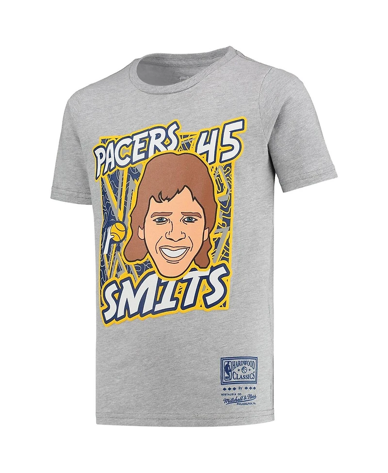 Big Boys Mitchell & Ness Rik Smits Gray Indiana Pacers Hardwood Classics King of the Court Player T-shirt