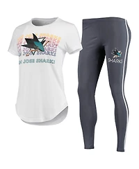Women's Concepts Sport White, Charcoal San Jose Sharks Sonata T-shirt and Leggings Set
