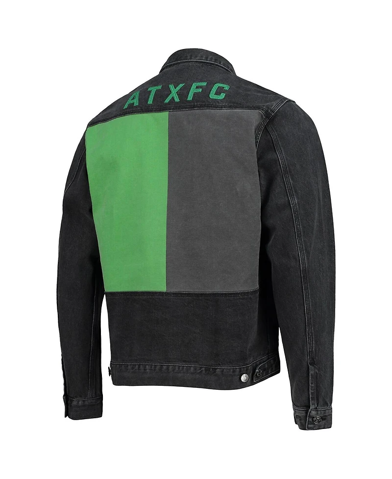 Men's The Wild Collective Black Austin Fc Denim Button-Up Jacket