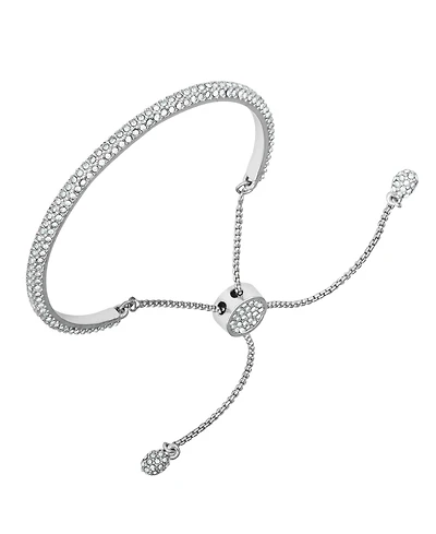 Vince Camuto Silver-Tone Adjustable Glass Stone Slider Bracelet