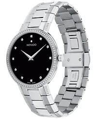 Movado Men's Swiss Faceto Diamond (3/8 ct. t.w.) Stainless Steel Bracelet Watch 39mm