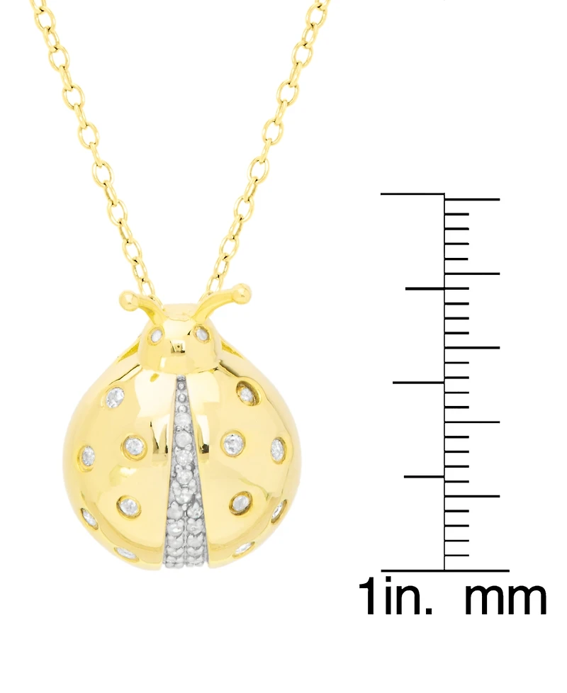 Diamond Ladybug 18" Pendant Necklace (1/5 ct. t.w.) in 14k Gold-Plated Sterling Silver