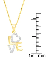 Diamond "Love" 18" Pendant Necklace (1/6 ct. t.w.) in 14k Gold-Plated Sterling Silver