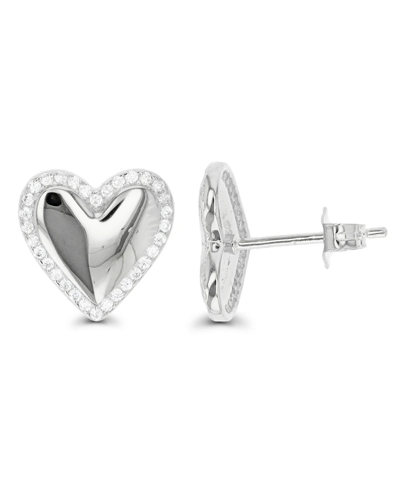 Heart Stud Earrings in 14K Gold Plated or Sterling Silver