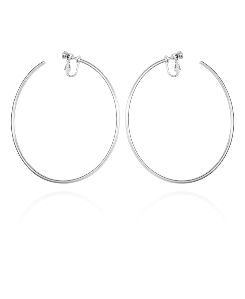 Vince Camuto Silver-Tone Clip-On Extra Large Open Hoop Earrings