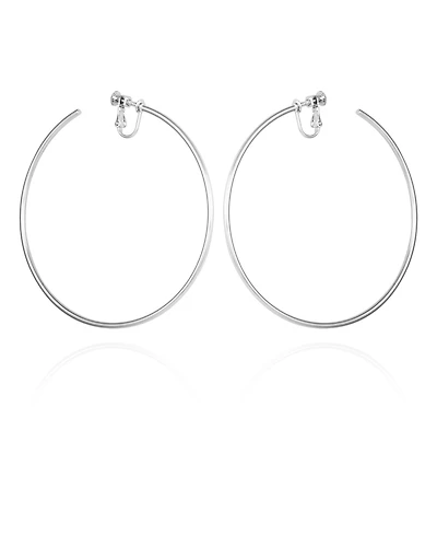 Vince Camuto Silver-Tone Clip-On Extra Large Open Hoop Earrings