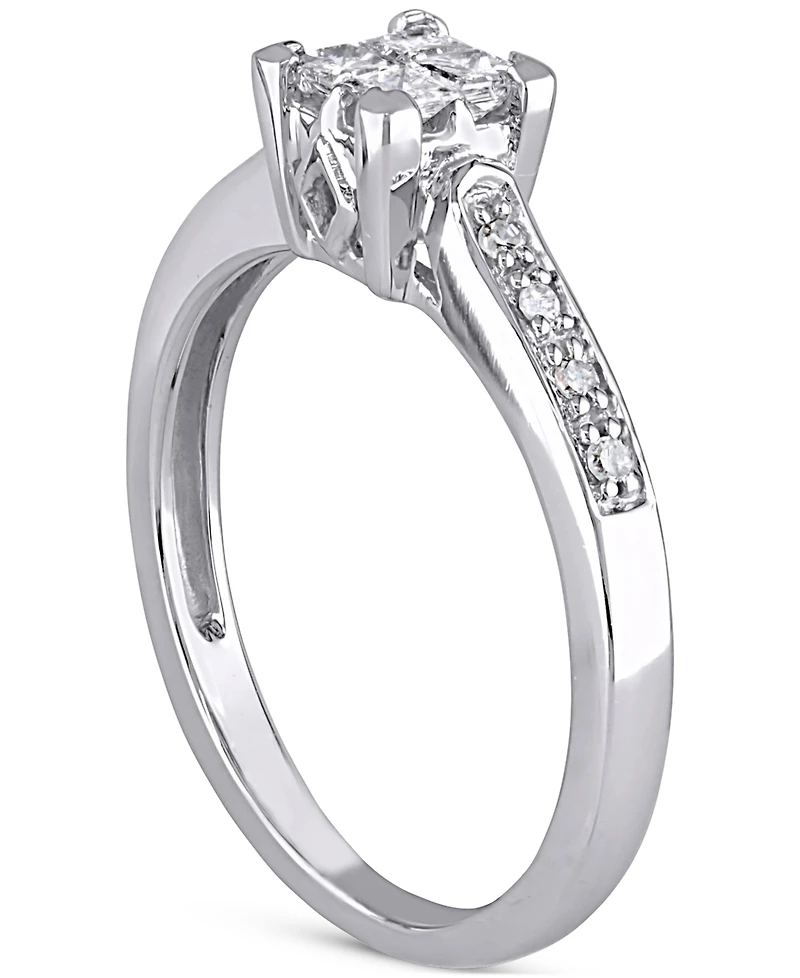 Diamond Princess Quad Cluster Engagement Ring (1/4 ct. t.w.) 14k White Gold