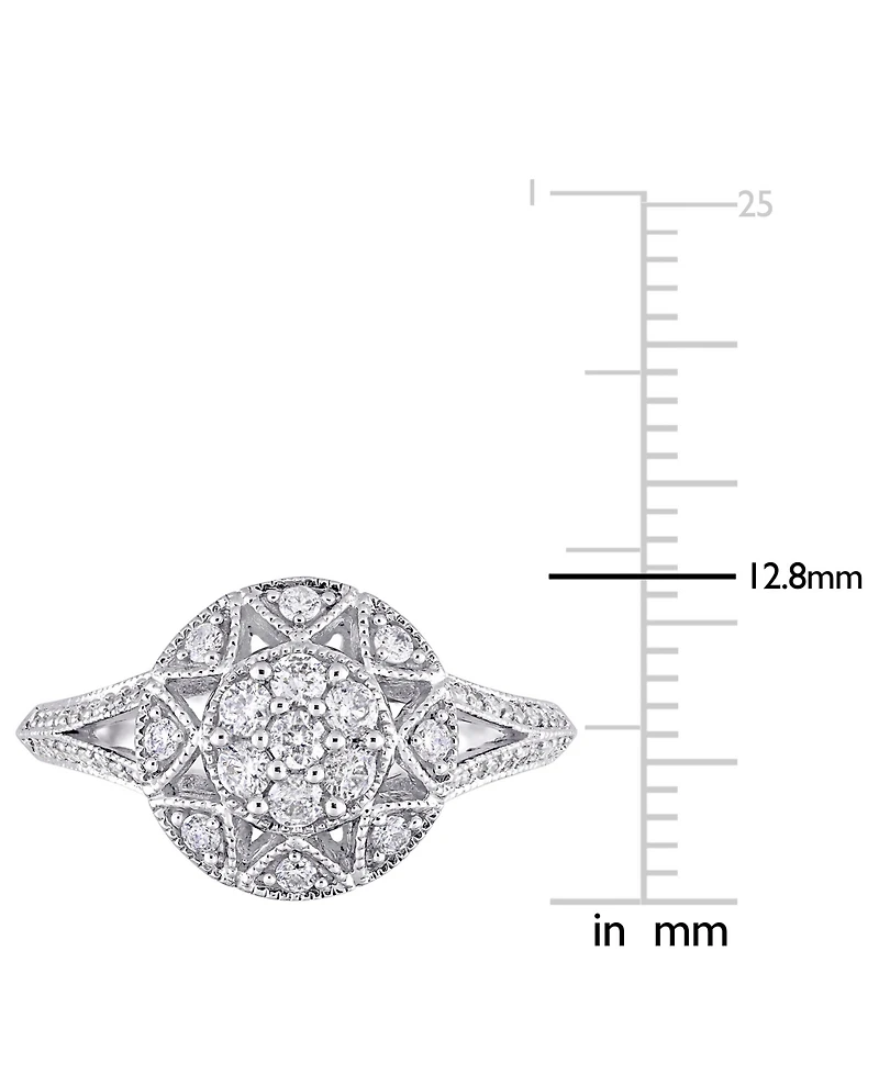 Diamond Vintage-Inspired Cluster Engagement Ring (1/2 ct. t.w.) 14k White Gold