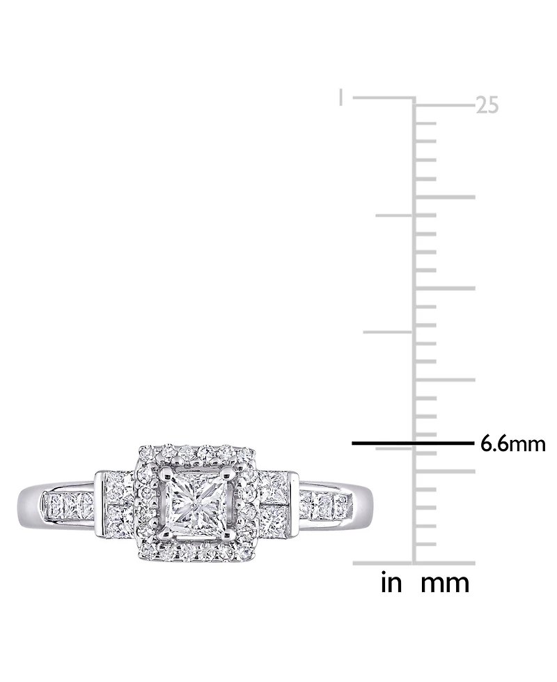 Diamond Princess Halo Engagement Ring (3/4 ct. t.w.) 14k White Gold