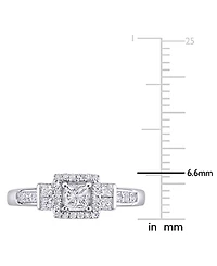 Diamond Princess Halo Engagement Ring (3/4 ct. t.w.) 14k White Gold