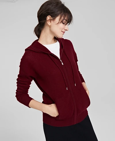 Charter Club Petite 100% Cashmere Zip Hoodie, Created for Macy's
