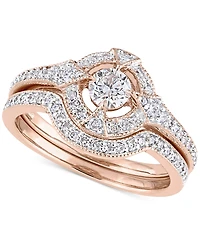 Diamond Halo Bridal Set (3/4 ct. t.w.) 14k Rose Gold