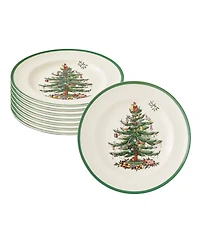 Spode Christmas Tree Dinner Plates, Set of 8
