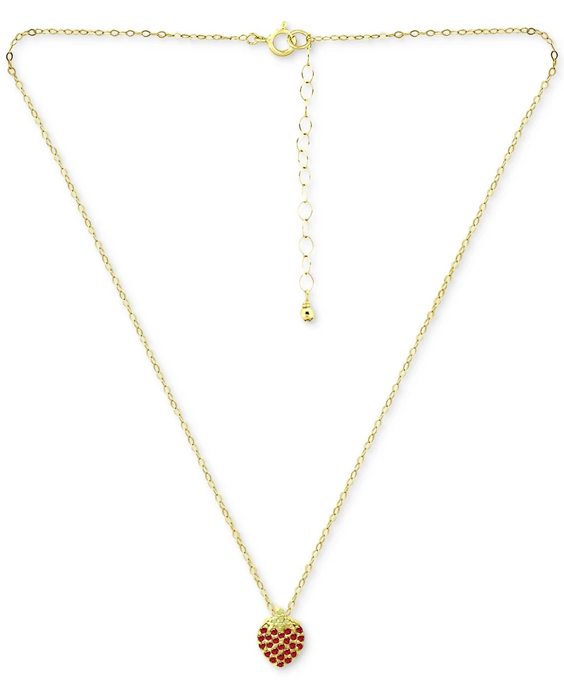 Giani Bernini Lab-Grown Ruby (1/4 ct. t.w.) & Cubic Zirconia Strawberry Pendant Necklace, 16" + 2" extender, Created for Macy's