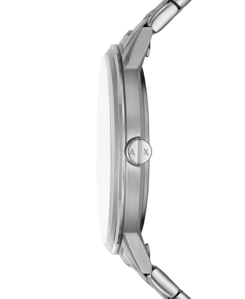 A|X Armani Exchange Men's Three-Hand Silver-tone Stainless Steel Bracelet Watch and 1 Bracelet Gift Set, 42mm